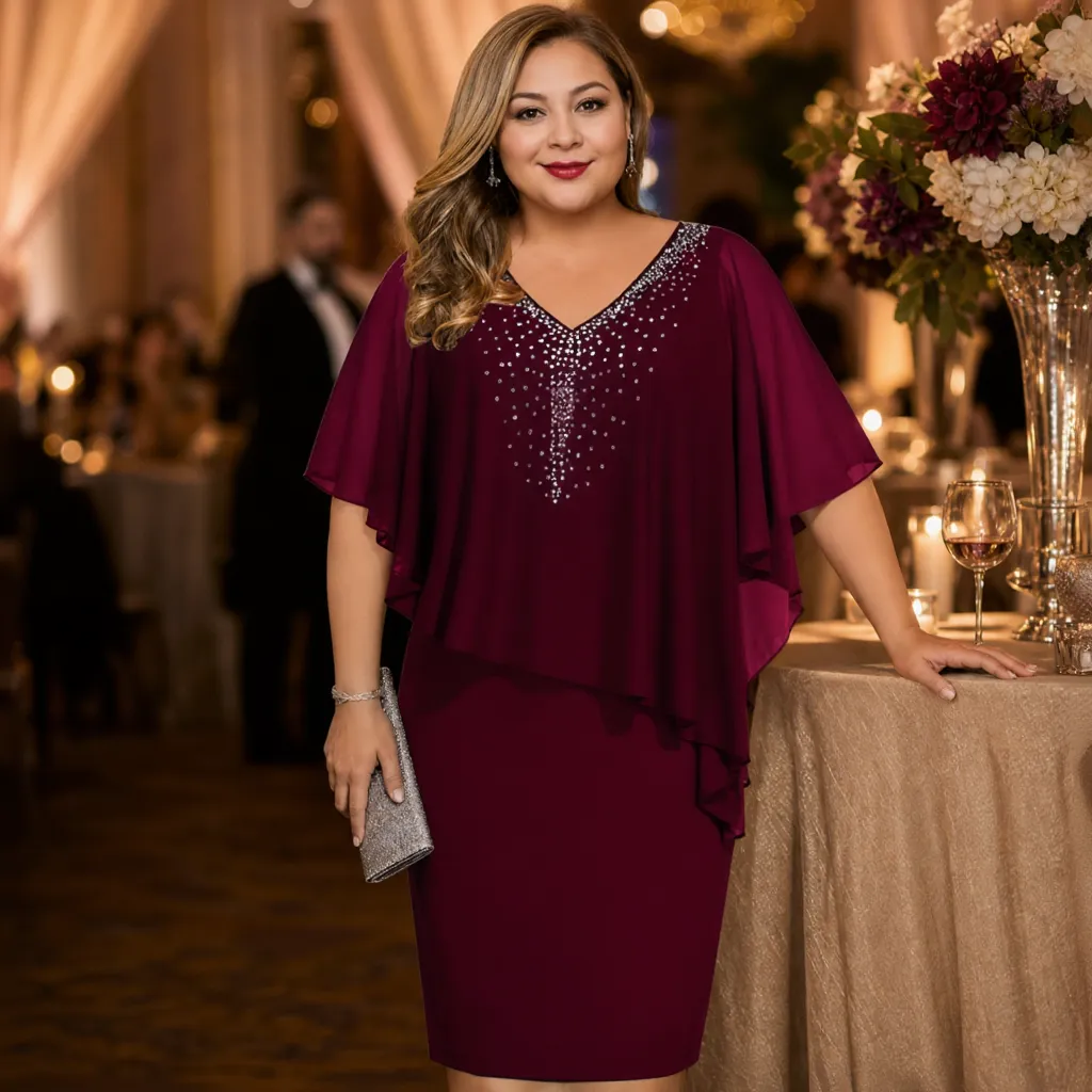 Candida Scaglione™ Abito elegante con strass che valorizza le curve