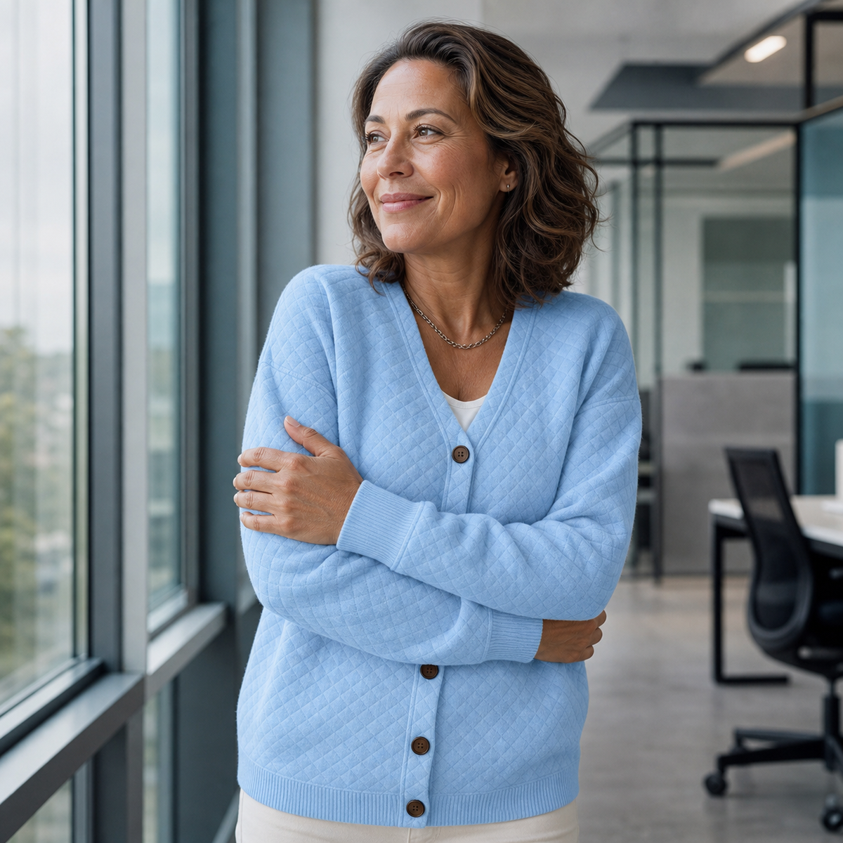 Caterina Borgognini™ Cardigan morbido con bottoni per look curati di tutti i giorni