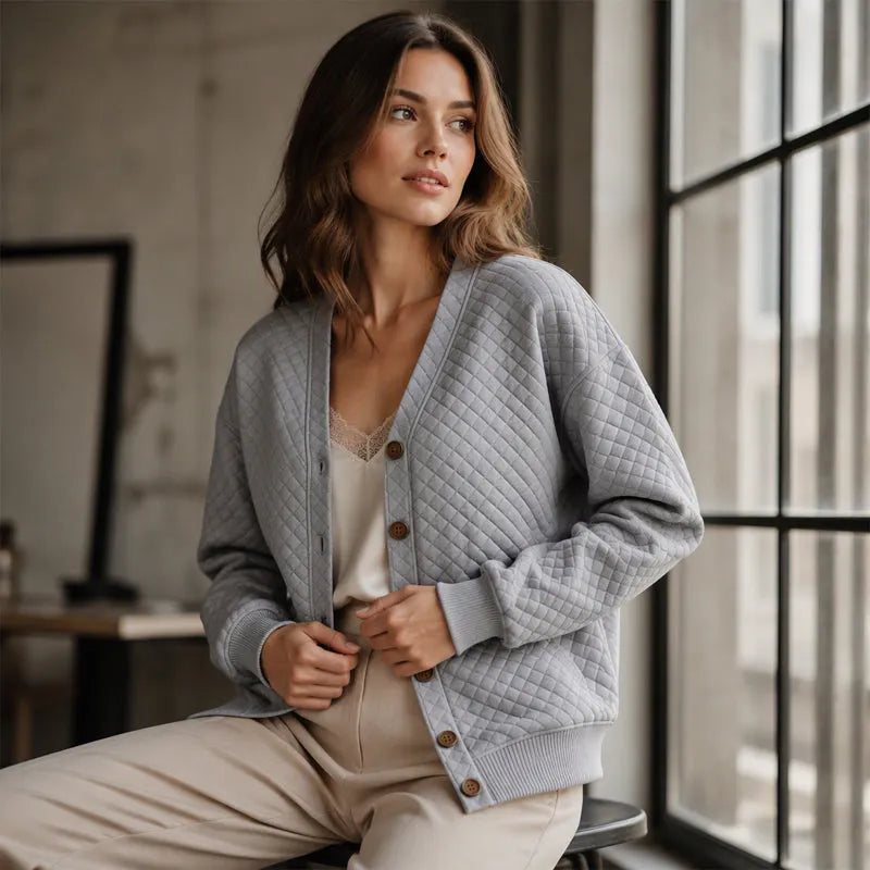 Caterina Borgognini™ Cardigan morbido con bottoni per look curati di tutti i giorni