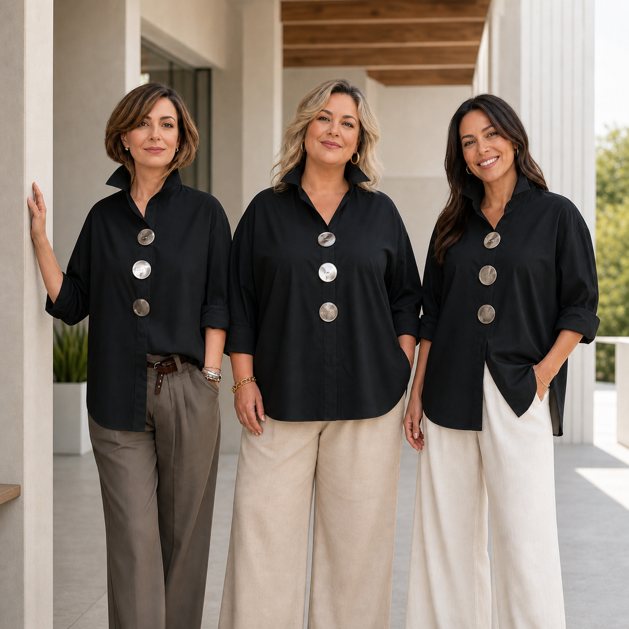 Cecilia Guidetti™ Blusa con bottoni versatile per outfit semplici e pratici