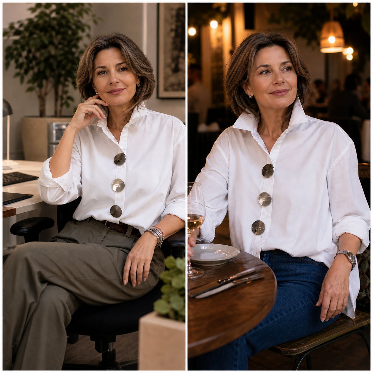 Cecilia Guidetti™ Blusa con bottoni versatile per outfit semplici e pratici