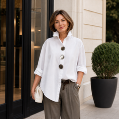 Cecilia Guidetti™ Blusa con bottoni versatile per outfit semplici e pratici
