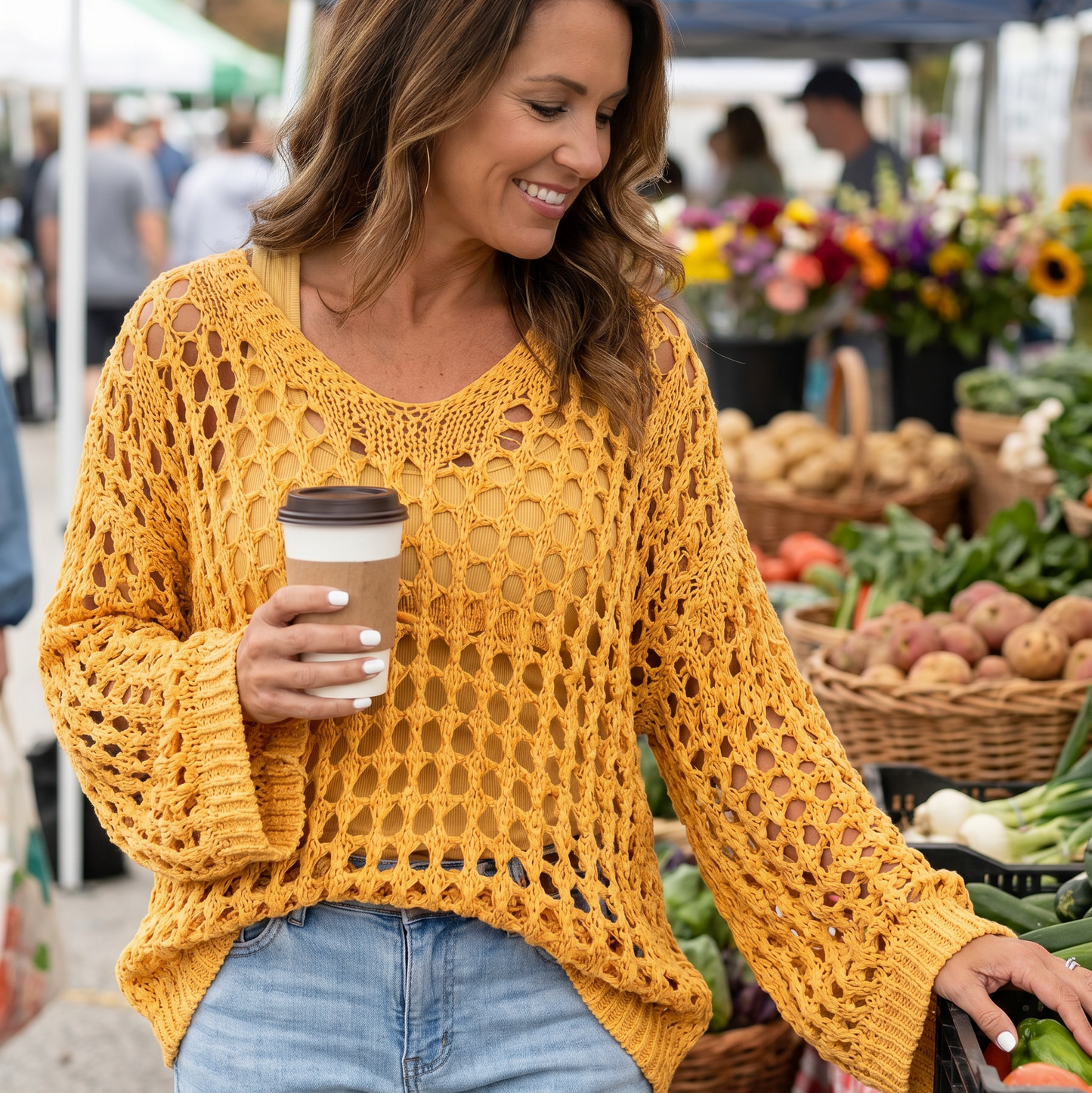 Celeste Avellino™ Blusa in maglia crochet traspirante
