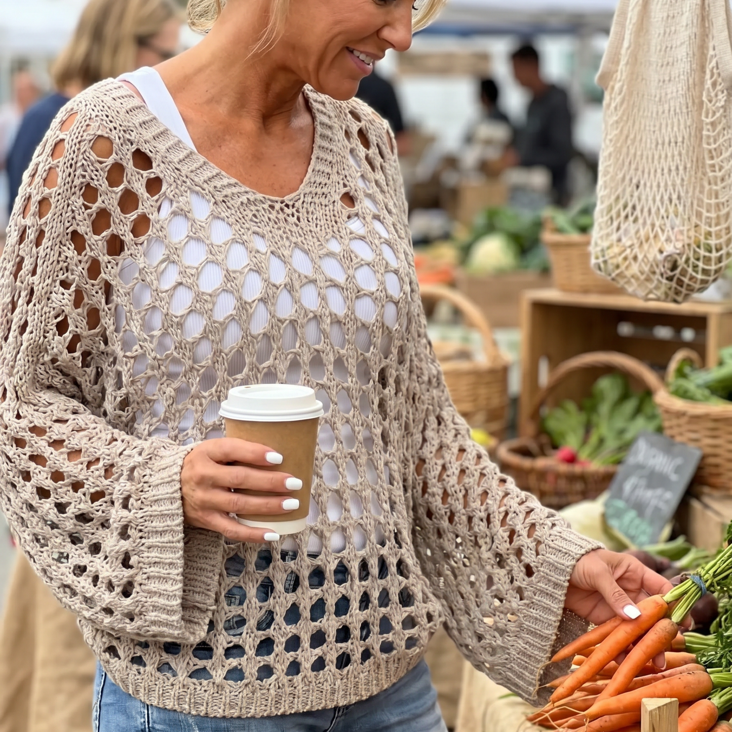 Celeste Avellino™ Blusa in maglia crochet traspirante