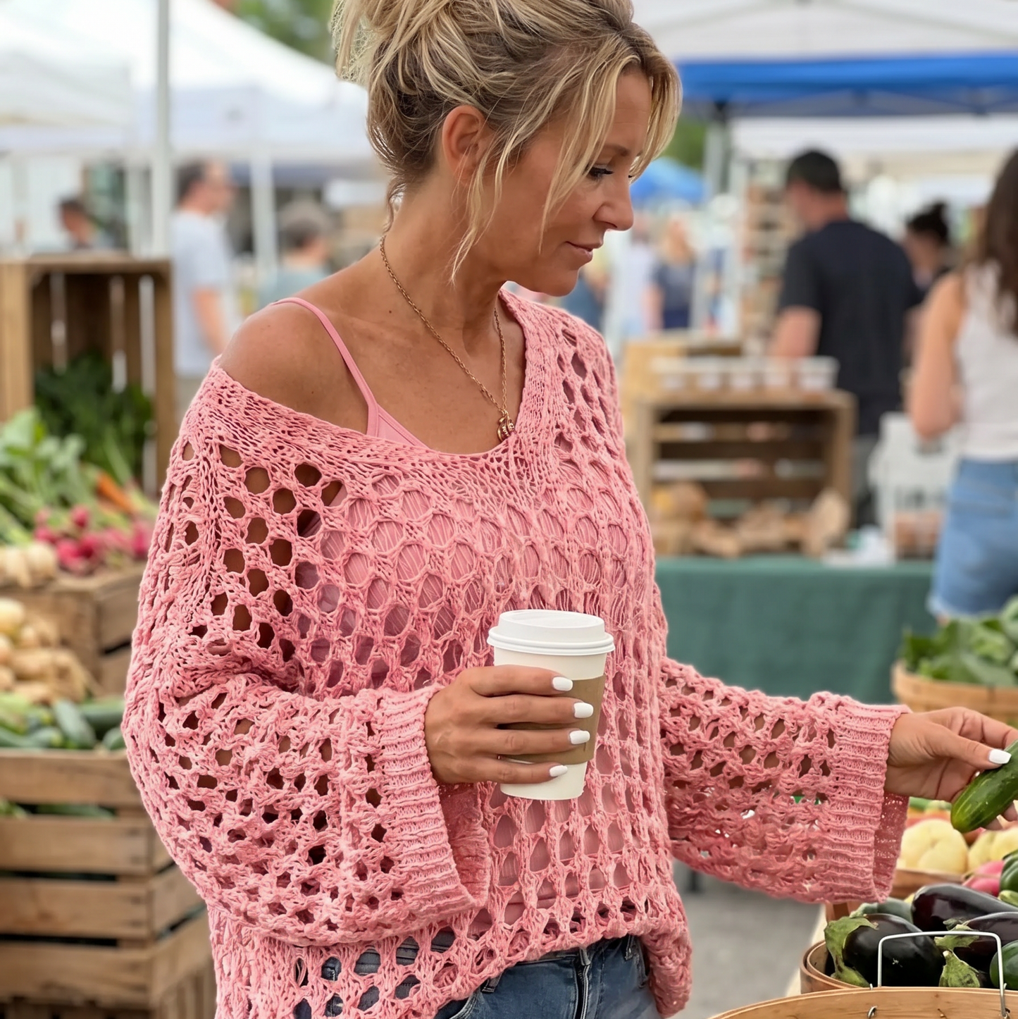 Celeste Avellino™ Blusa in maglia crochet traspirante