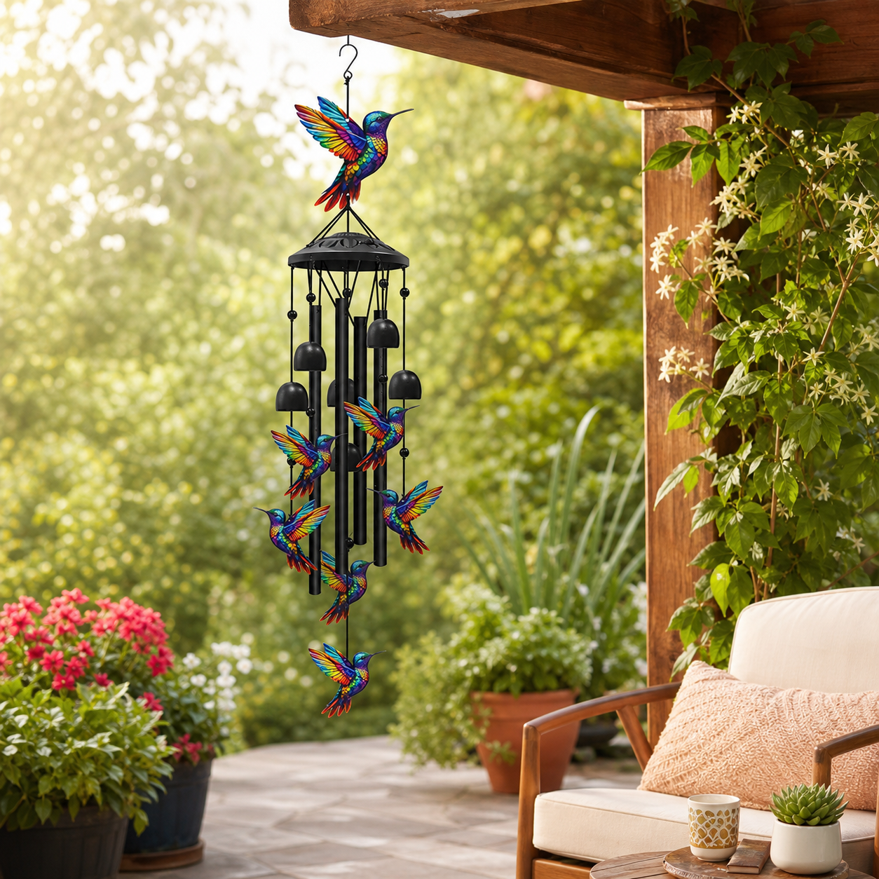 Chimera™ Carillon eolico in metallo elegante per verande serene