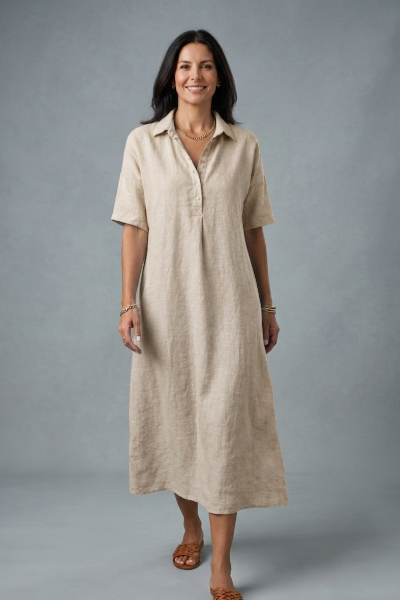 Cinzia Mosca™ Vestito polo in cotone e lino leggero