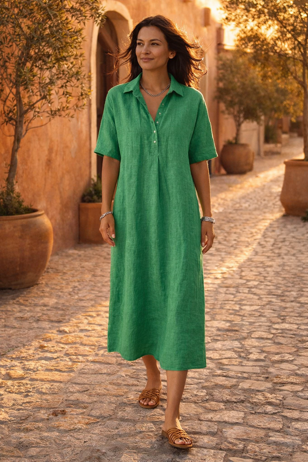 Cinzia Mosca™ Vestito polo in cotone e lino leggero