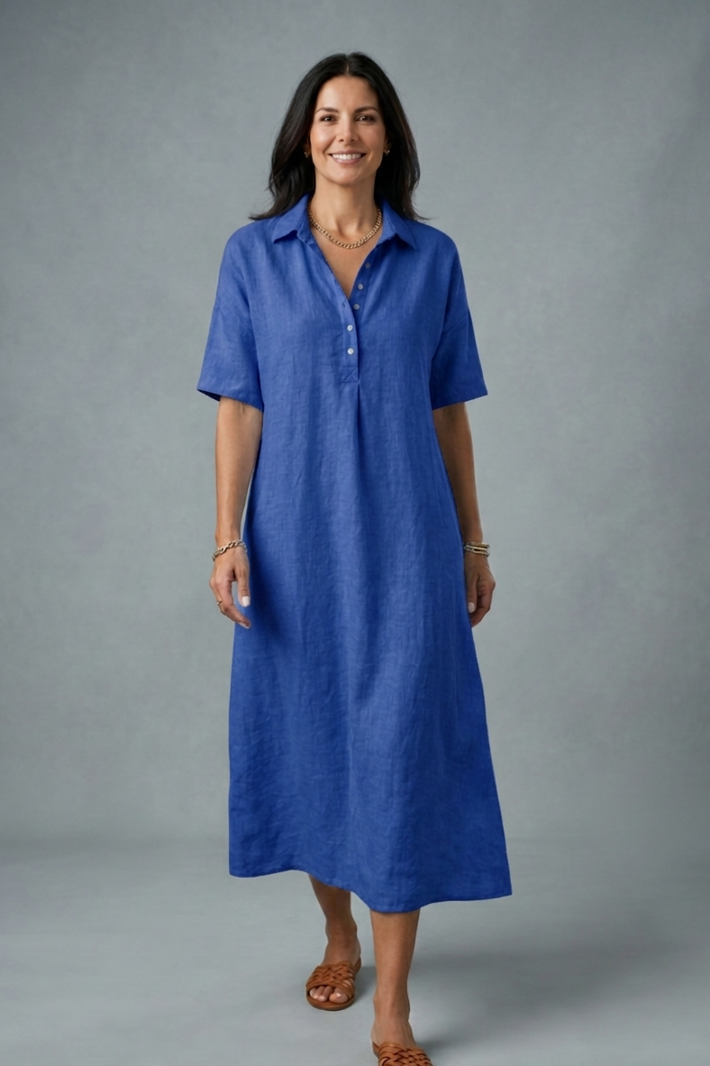 Cinzia Mosca™ Vestito polo in cotone e lino leggero