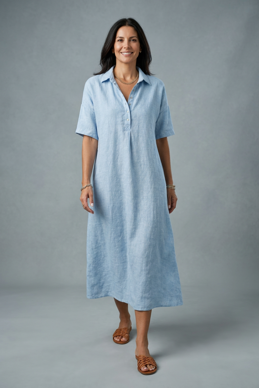 Cinzia Mosca™ Vestito polo in cotone e lino leggero
