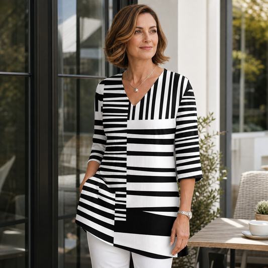 Concetta Matarazzo™ Blusa scollo a V longuette elegante per uno stile quotidiano senza sforzo