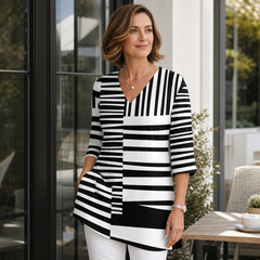 Concetta Matarazzo™ Blusa scollo a V longuette elegante per uno stile quotidiano senza sforzo