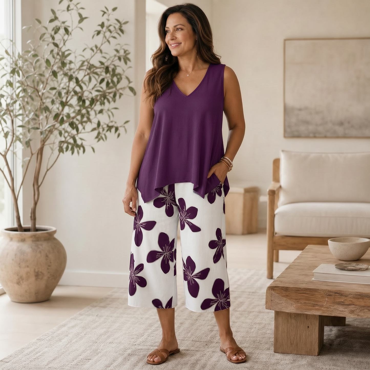 Cornelia Matera™ Coordinato blusa e capri per look curati nelle giornate calde