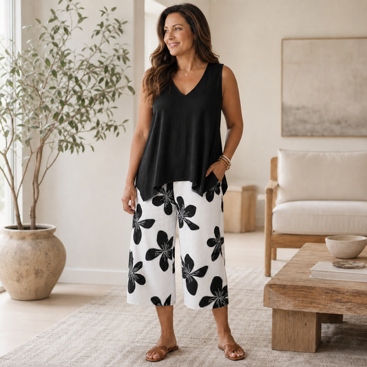 Cornelia Matera™ Coordinato blusa e capri per look curati nelle giornate calde
