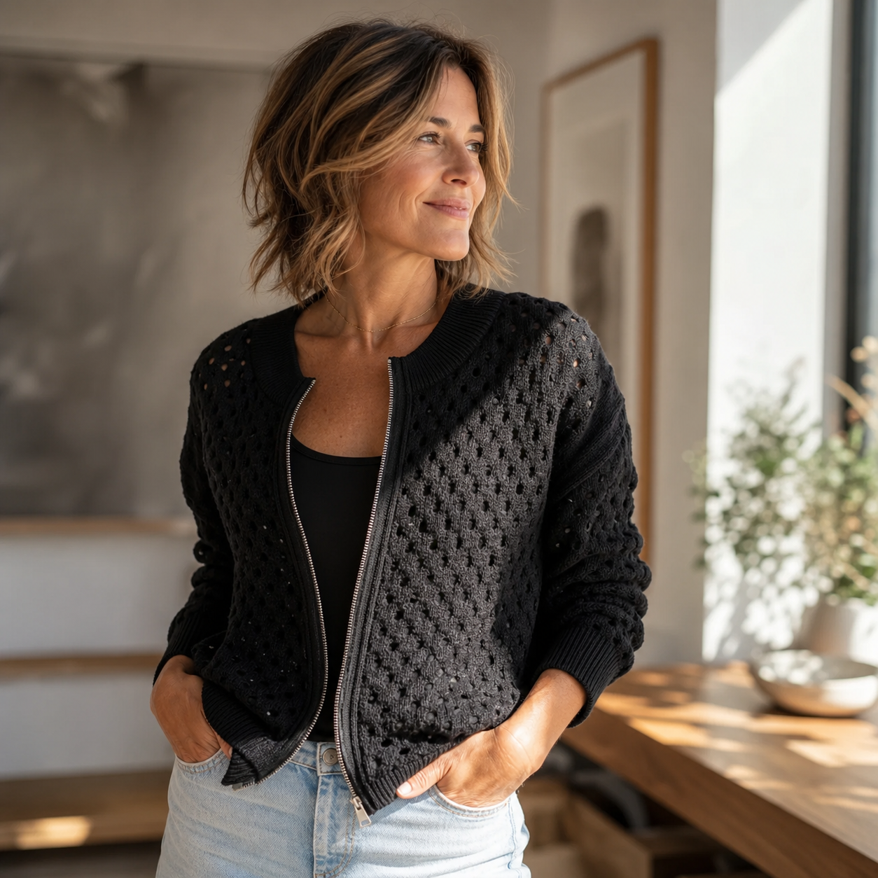 Cornelia Ottaviani™ Giacca a righe con zip per uno stile quotidiano senza sforzo