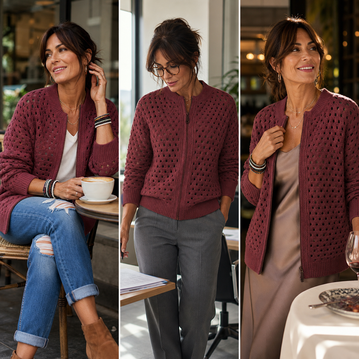 Cornelia Ottaviani™ Giacca a righe con zip per uno stile quotidiano senza sforzo