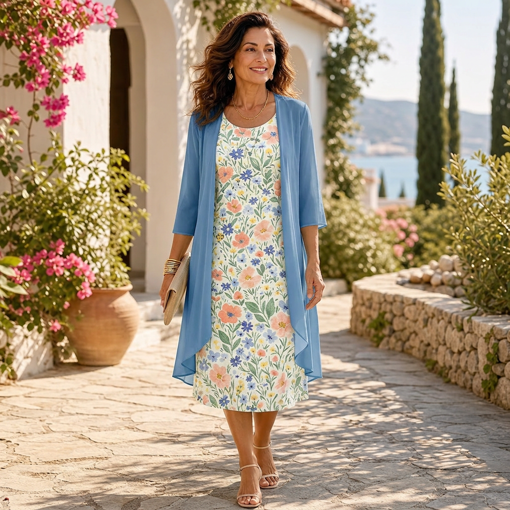 Cristina Mazzoleni™ Coordinato elegante con cardigan abbinato