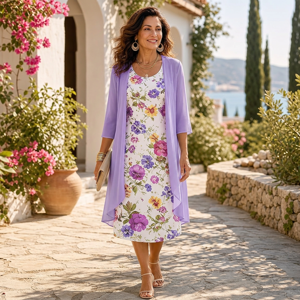 Cristina Mazzoleni™ Coordinato elegante con cardigan abbinato