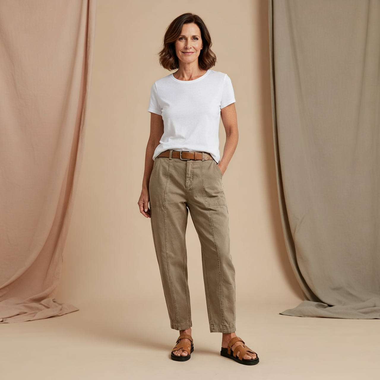 Daniela Testa™ Pantaloni cargo a vita alta senza sforzo