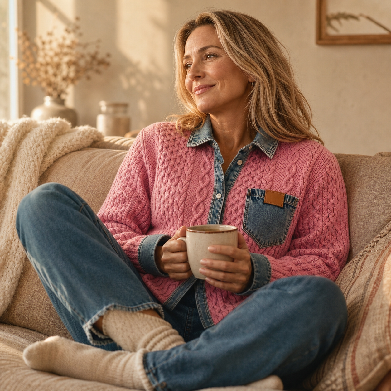 Debora Baronetti™ Giacca intrecciata morbida per look casual senza sforzo