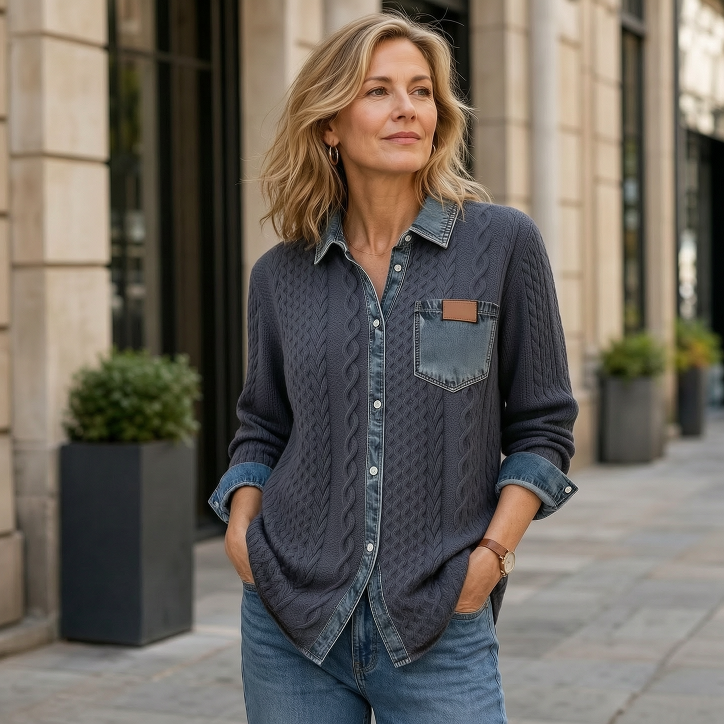 Debora Baronetti™ Giacca intrecciata morbida per look casual senza sforzo