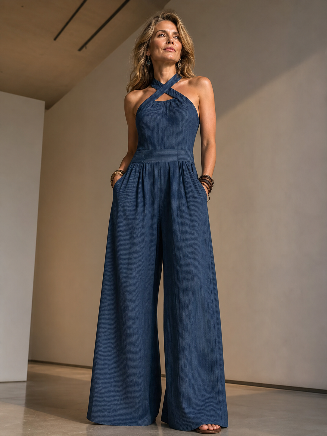 Debora Pisanu™ Tuta elegante a gamba larga in tessuto traspirante