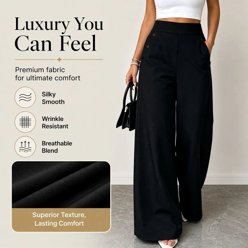 Delia Bottini™ Pantaloni eleganti a vita alta e gamba larga