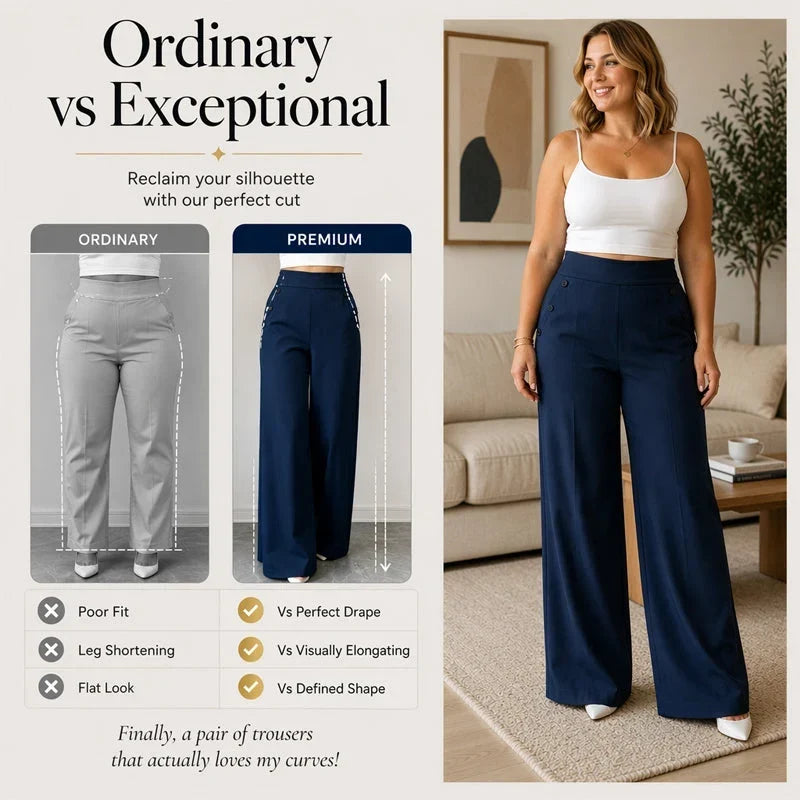 Delia Bottini™ Pantaloni eleganti a vita alta e gamba larga