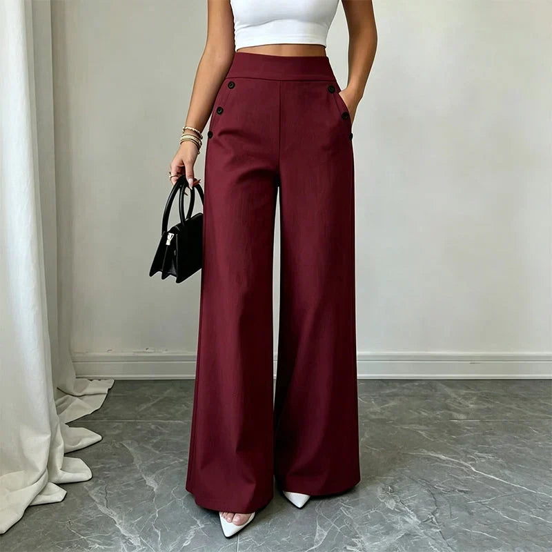 Delia Bottini™ Pantaloni eleganti a vita alta e gamba larga