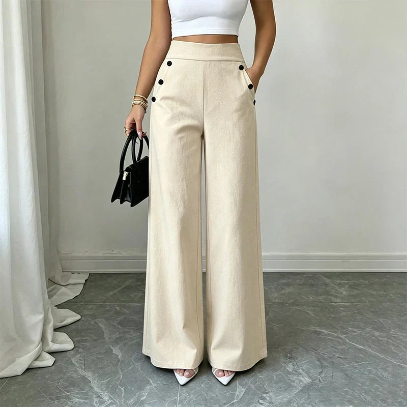 Delia Bottini™ Pantaloni eleganti a vita alta e gamba larga
