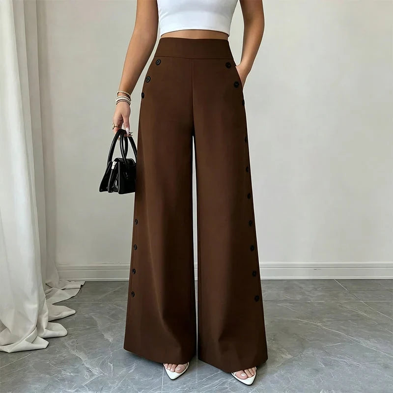 Delia Bottini™ Pantaloni eleganti a vita alta e gamba larga