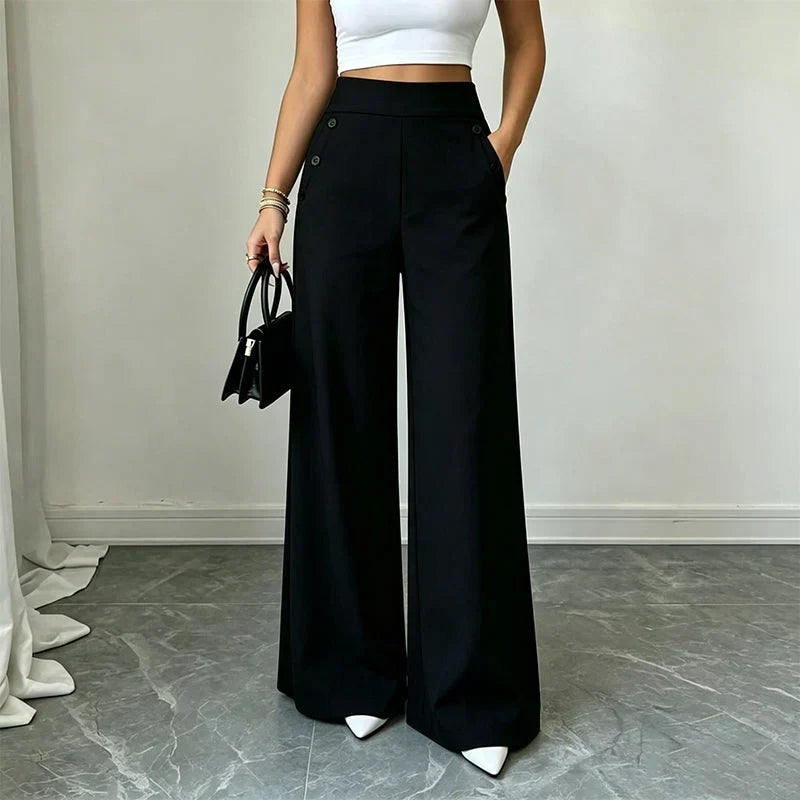 Delia Bottini™ Pantaloni eleganti a vita alta e gamba larga