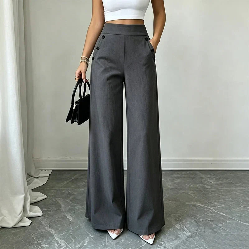 Delia Bottini™ Pantaloni eleganti a vita alta e gamba larga