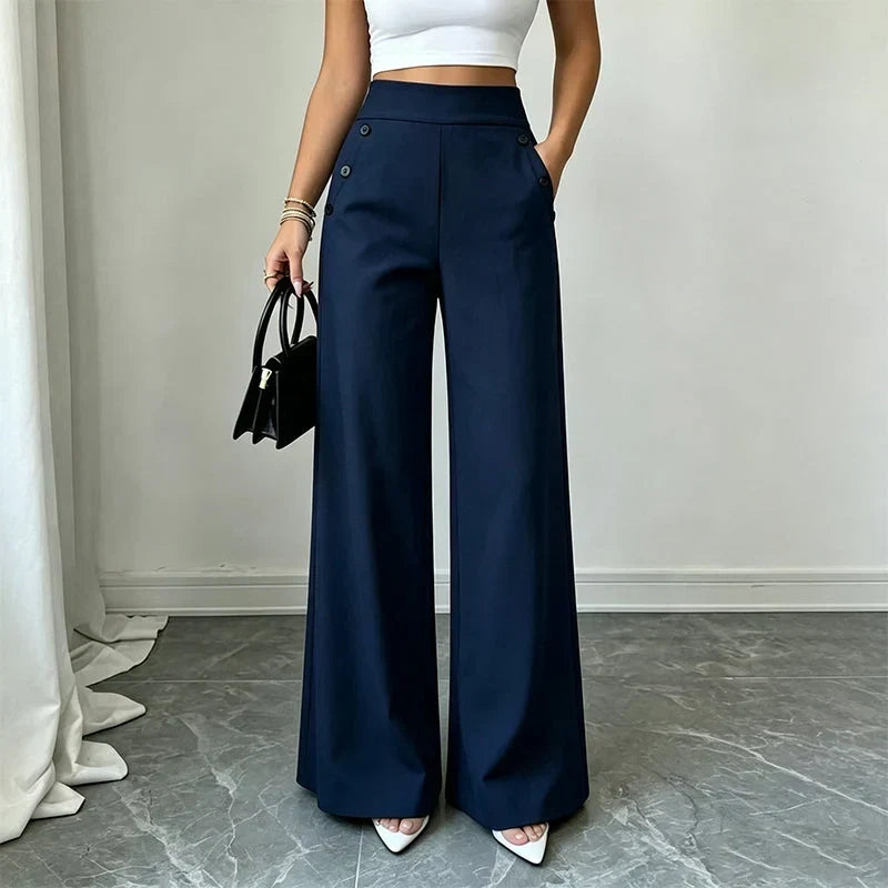 Delia Bottini™ Pantaloni eleganti a vita alta e gamba larga