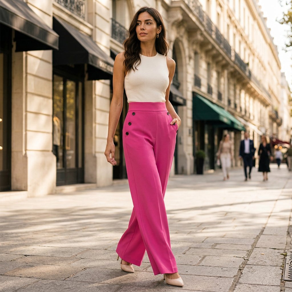 Delia Bottini™ Pantaloni eleganti a vita alta e gamba larga