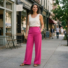 Delia Bottini™ Pantaloni eleganti a vita alta e gamba larga