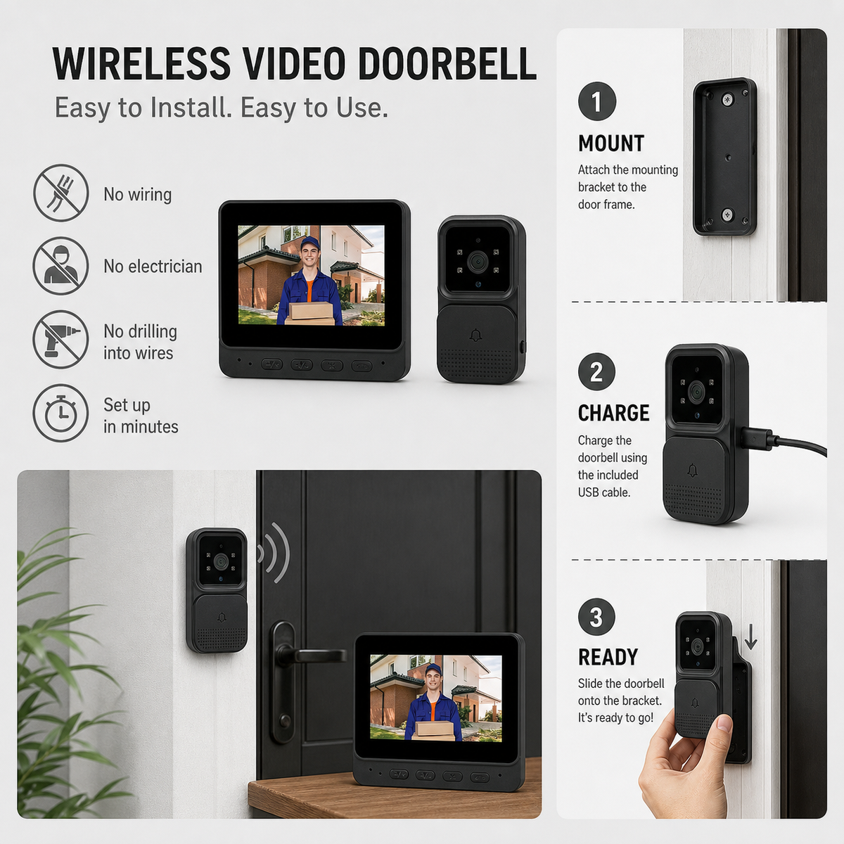 DoorView Pro™ Videocitofono wireless per rispondere alla porta in totale sicurezza