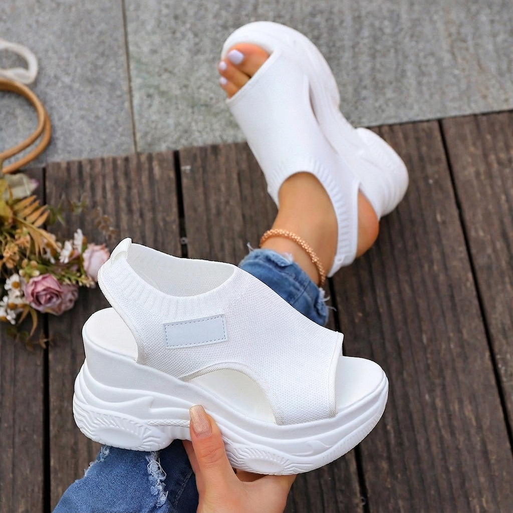 Edda Silvestri™ Sandali con zeppa open toe eleganti