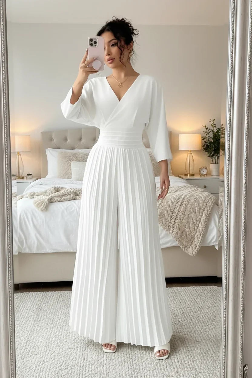Edvige Acquaviva™ Tuta elegante con scollo a V per occasioni speciali