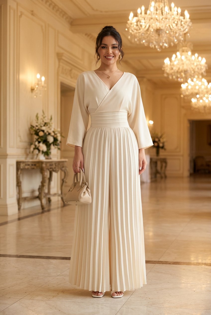 Edvige Acquaviva™ Tuta elegante con scollo a V per occasioni speciali