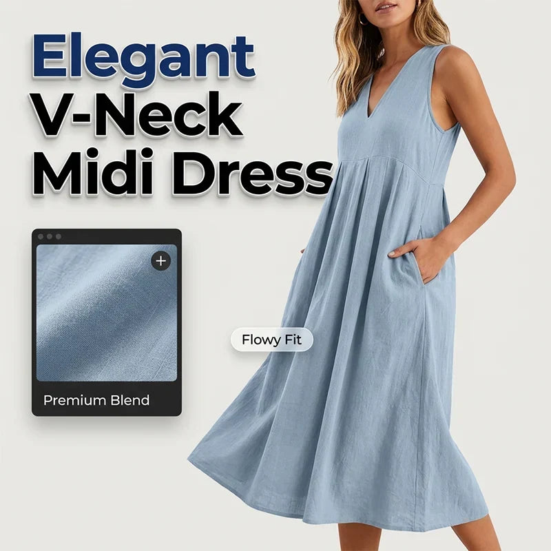 Edvige Amato™ Vestito midi senza maniche traspirante per l'estate