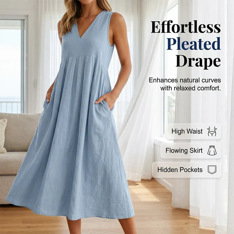 Edvige Amato™ Vestito midi senza maniche traspirante per l'estate