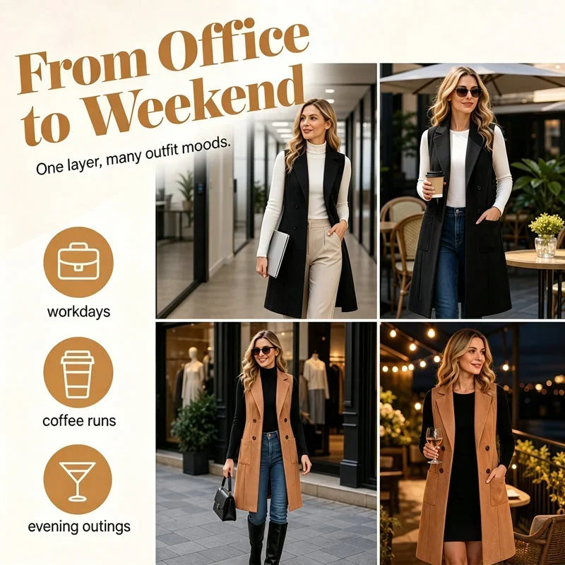 Egle Barletta™ Giacca lunga senza maniche per look stratificati senza sforzo