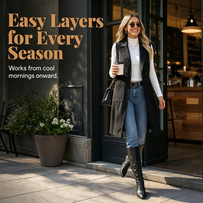 Egle Barletta™ Giacca lunga senza maniche per look stratificati senza sforzo