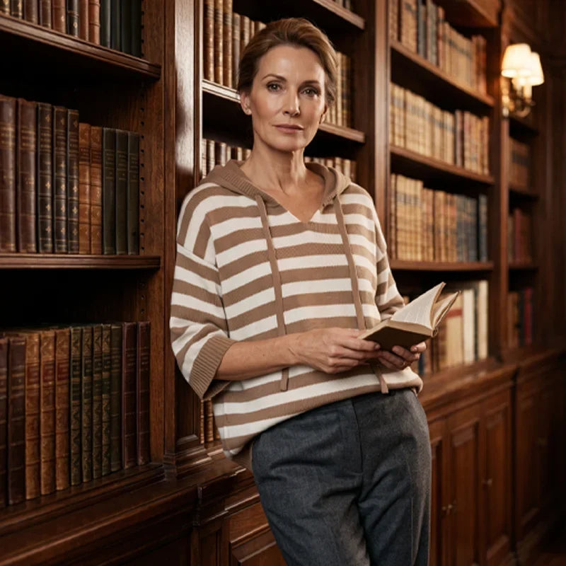 Egle Bassetti™ Pullover a cappuccio con righe accogliente