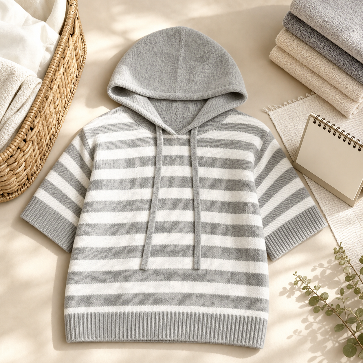 Egle Bassetti™ Pullover a cappuccio con righe accogliente