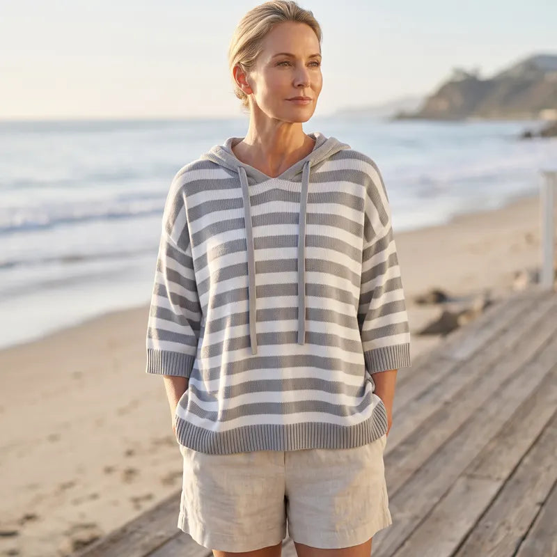 Egle Bassetti™ Pullover a cappuccio con righe accogliente