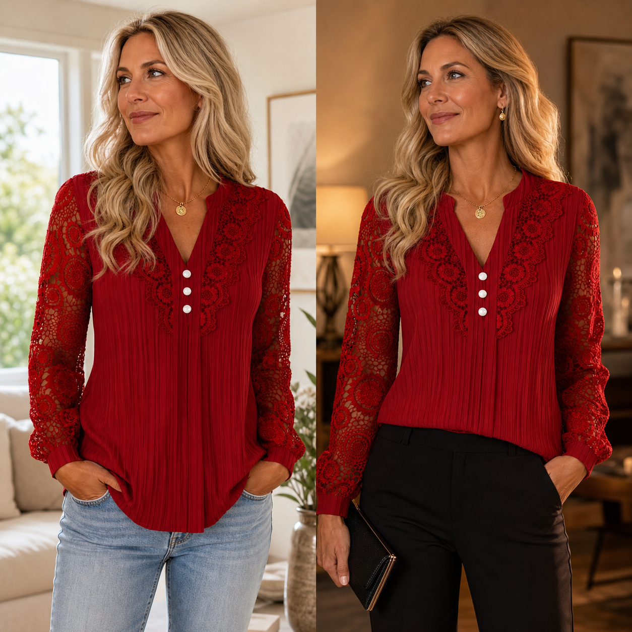 Elettra Bottini™ Blusa manica lunga con scollo a V senza sforzo