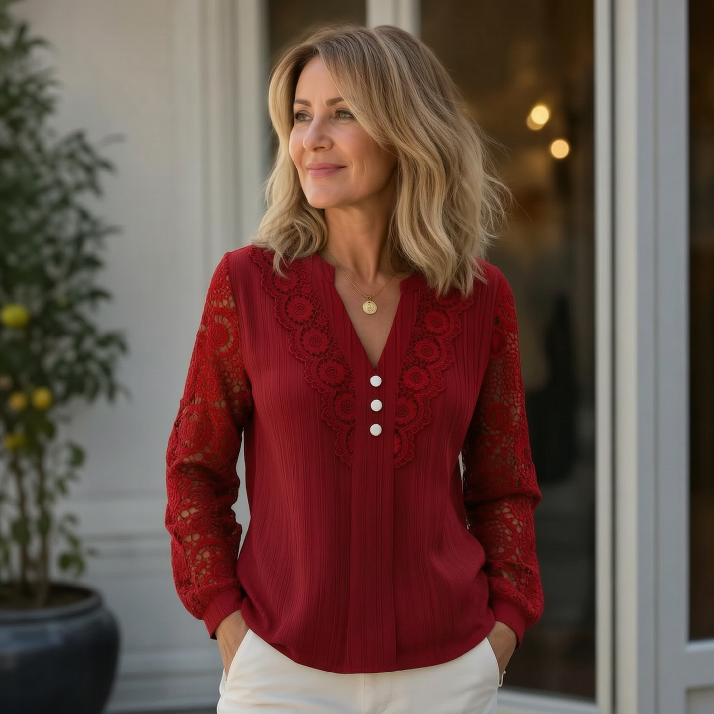 Elettra Bottini™ Blusa manica lunga con scollo a V senza sforzo