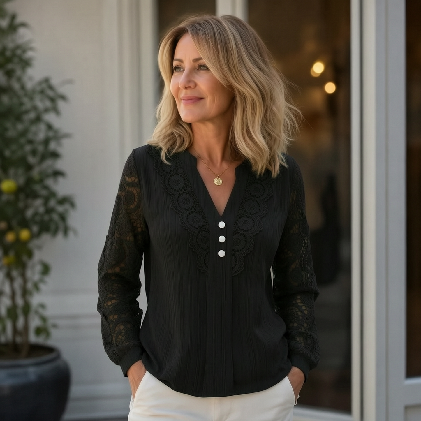 Elettra Bottini™ Blusa manica lunga con scollo a V senza sforzo